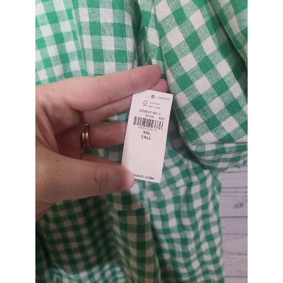 NWT Old Navy Green White Gingham Puff Sleeve Wrap Dress Womans Size 2XL Tall - Picture 5 of 7